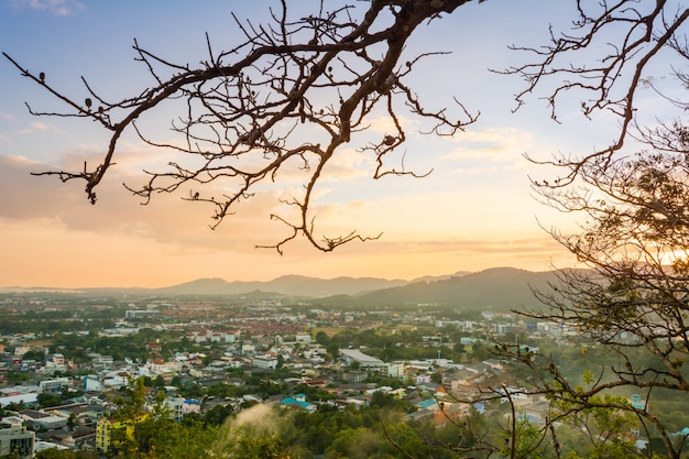 Sunset over city in the summer season. At Phuket, Thailand.