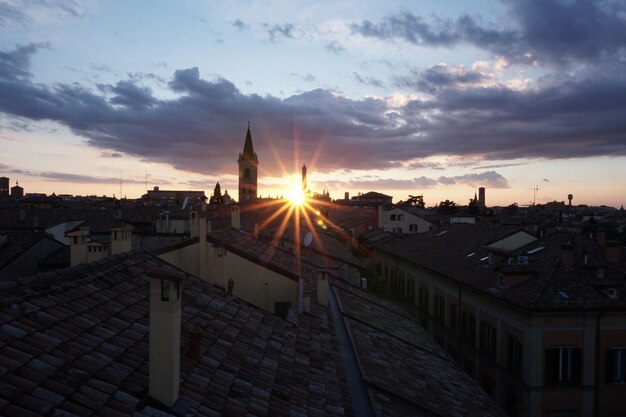 Sunset over city