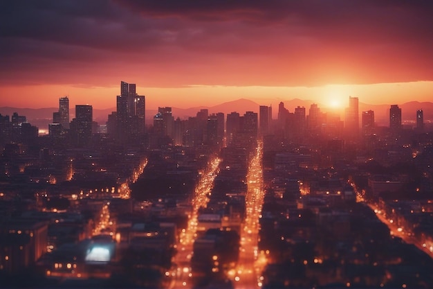 Photo sunset cityscape scene