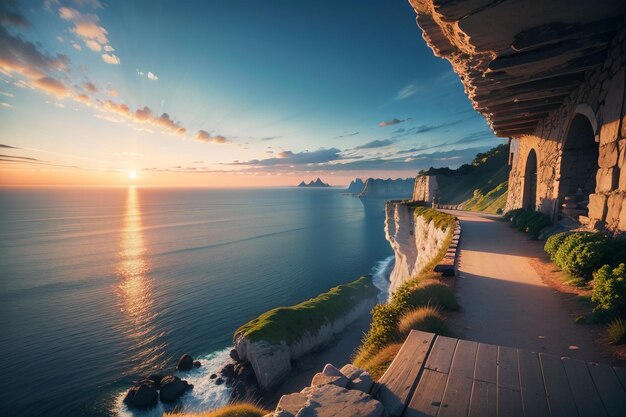 A sunset over the cliffs of the cliff