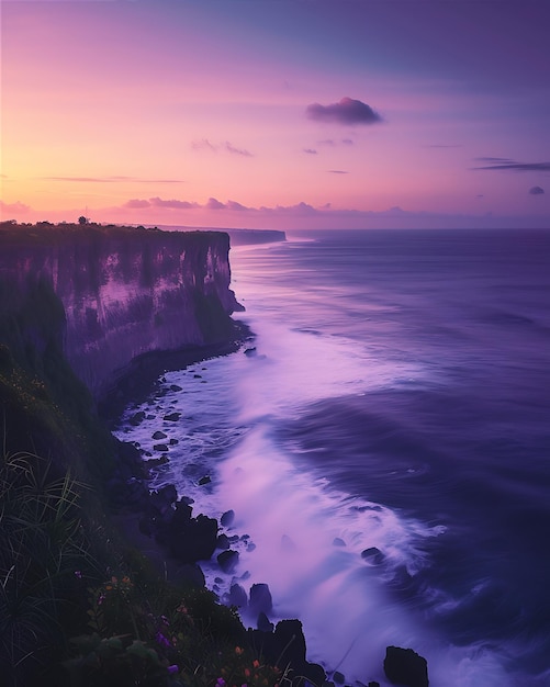 Photo sunset cliffs waves crashing