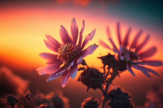 Foto tramonto e nuvola una fotografia macro dettagliato primo piano dei fiori
