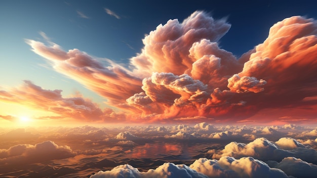 sunset over the clouds background and wallpaper