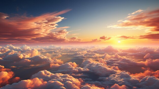 sunset over the clouds background and wallpaper