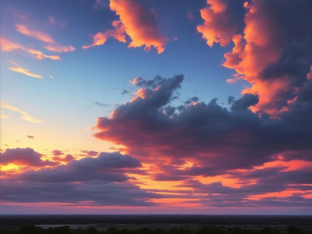 雲に沈む夕日の魔法の瞬間 AI が生成