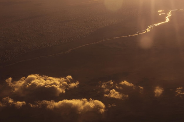 sunset clouds view from the airplane