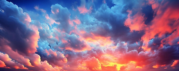 Photo a sunset above the clouds with a colorful sky in the background