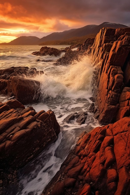 A sunset on the coast of new zealand