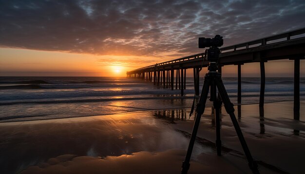 Photo sunset over the coastline a photographer captures nature beauty generated by artificial intelligence