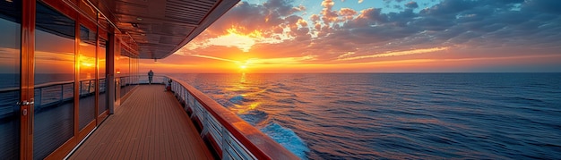 Sunset cruise ship deck hosting corporate celebrations