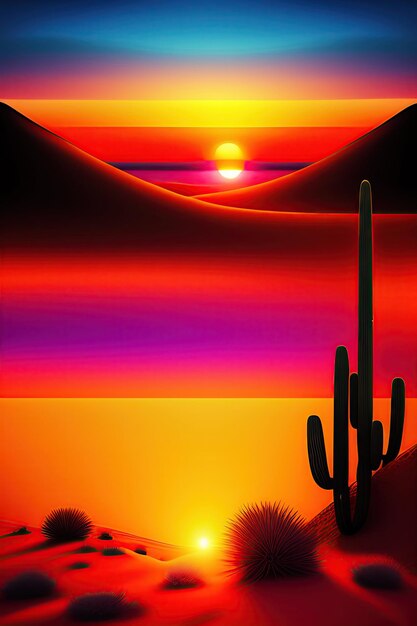 Sunset in the desert abstract background digital art