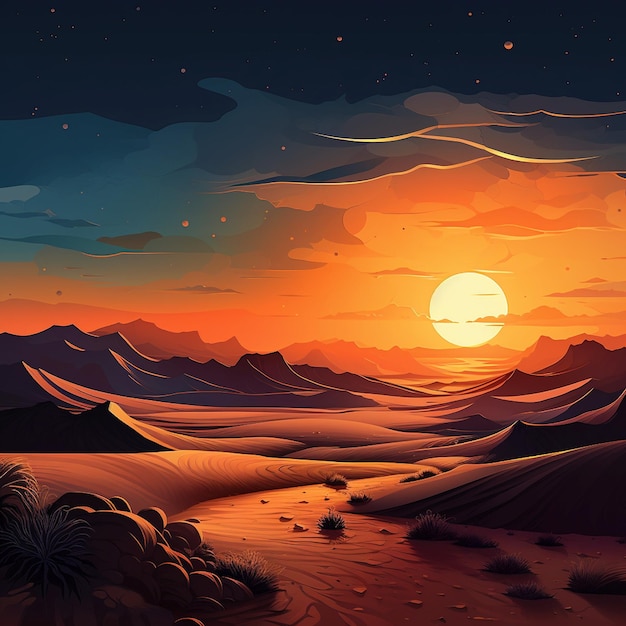 Foto il tramonto nelle dune del deserto