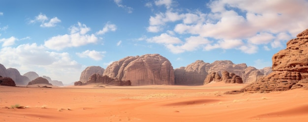 Sunset desert and Jabal Al Qattar mountain Wadi Rum Desert Jordan Generative ai