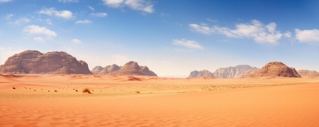 Photo sunset desert and jabal al qattar mountain wadi rum desert jordan generative ai