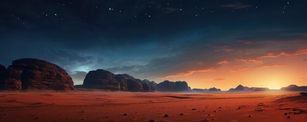 Sunset desert and Jabal Al Qattar mountain Wadi Rum Desert Jordan Generative ai