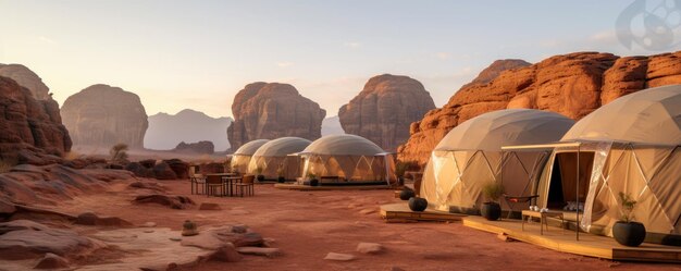 Sunset desert and Jabal Al Qattar mountain Wadi Rum Desert Jordan