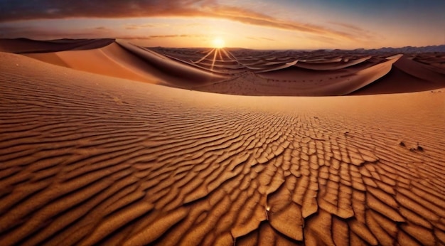 Photo sunset in the desert panoramic desert scene sand in the desert landscape in the desert