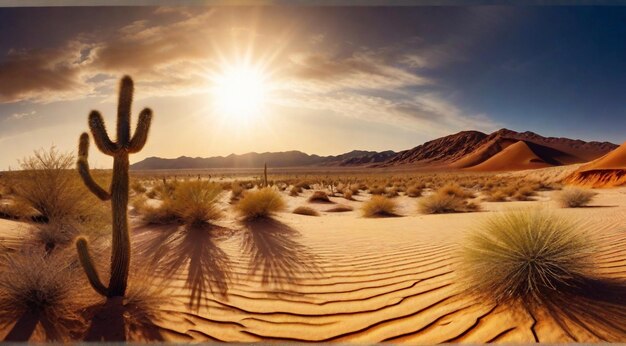 Foto tramonto nel deserto scena panoramica del deserto sabbia nel deserto paesaggio nel deserto