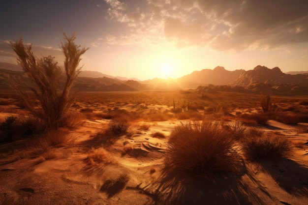 Sunset desert scene Generate Ai