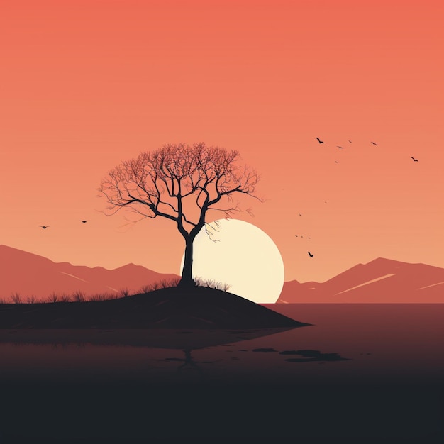 Sunset in the desert Vector illustration for your design