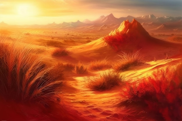 Sunset in the desert wallpaper