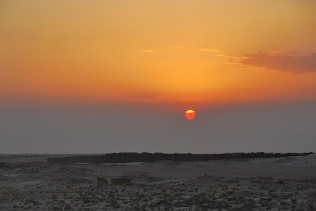 Sunset in desert