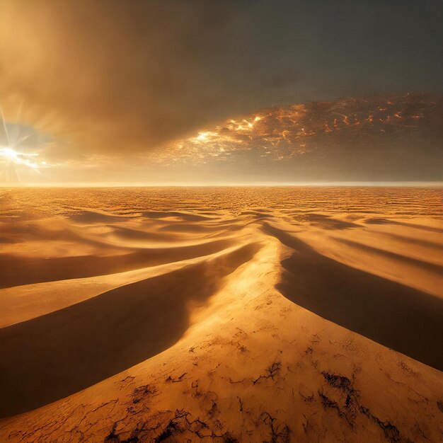 a sunset over the desert