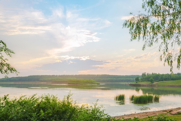 Sunset over Dingxiang Lake in Shenyang China