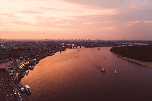 Photo sunset over dnipro