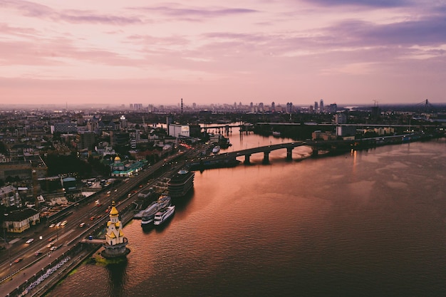 Photo sunset over dnipro