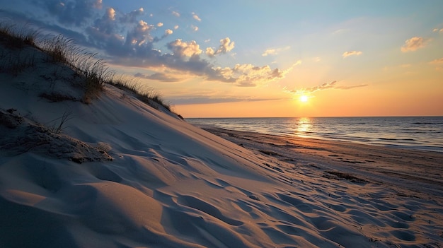 Photo sunset at the dune beach generative ai