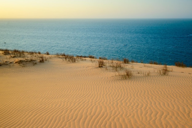 ポンタグロッサビーチイカプイセアラブラジルの夕日の砂丘