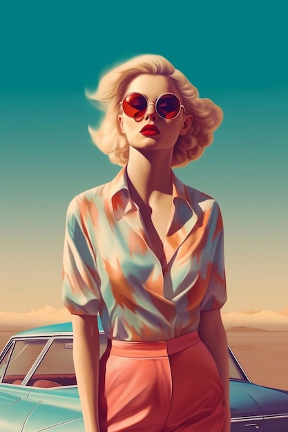 Sunset Escapades Portrait Illustration