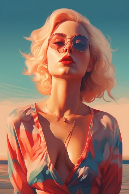 Sunset Escapades Portrait Illustration