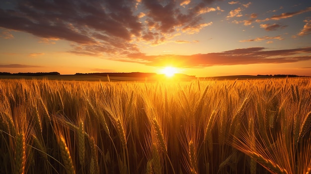 sunset in Europe in a wheat field