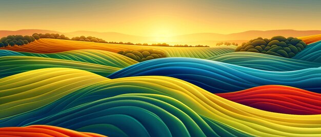 Sunset Over a Field Painting