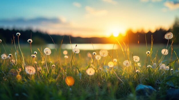 Photo sunset field