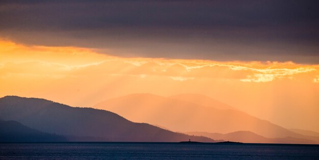 Sunset on the fiords of Alaska.