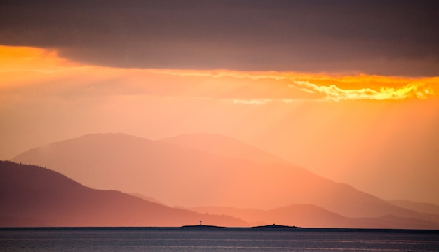 Sunset on the fiords of Alaska.