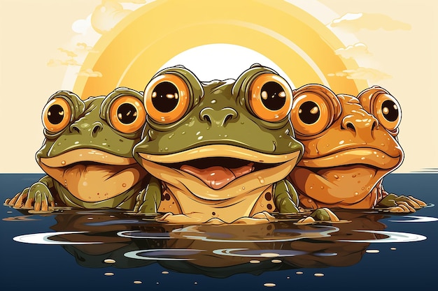 sunset frog illustration