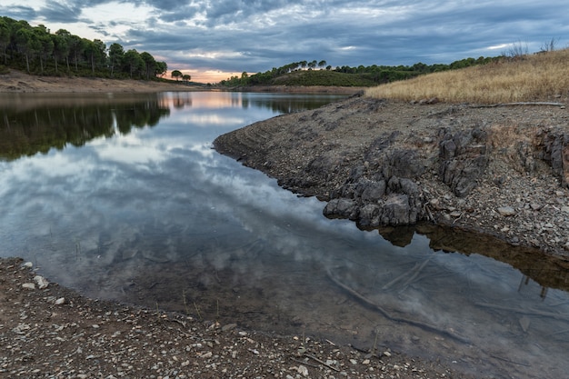 Sunset in the Gabriel and Galan reservoir.