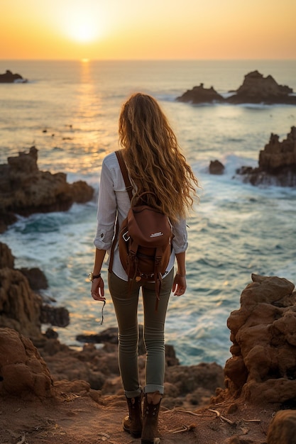 sunset and girl