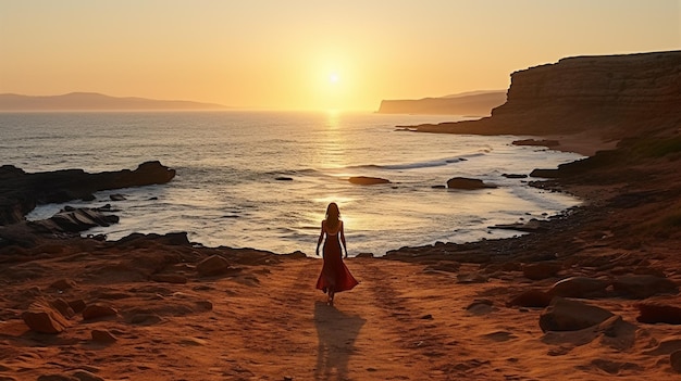 sunset and girl