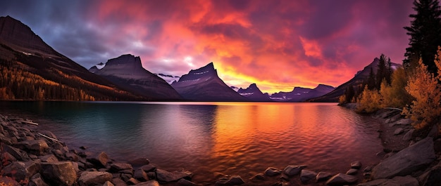 Sunset over Glacier National Park Montana United States of America