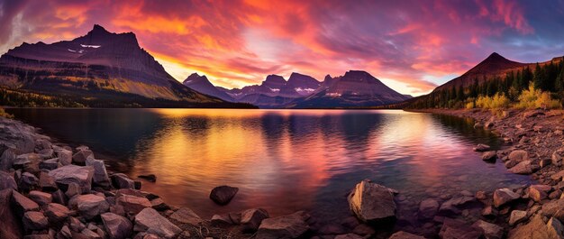 Sunset over Glacier National Park Montana United States of America