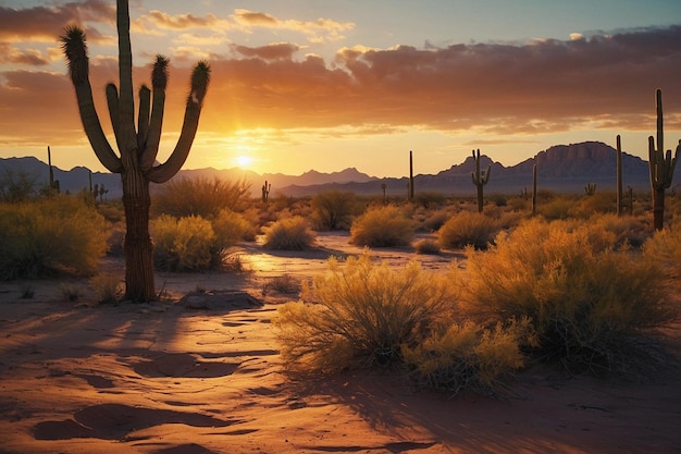 Sunset Glow on Desert Oasis