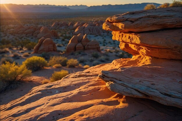 Sunset Glow on Desert Rock Formations