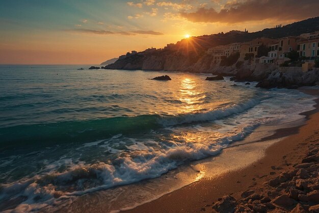 Sunset Glow on Mediterranean Coastline