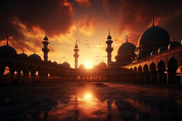 Sunset Glow on Mosque Facade