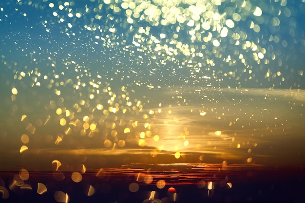 Sunset and golden bokeh overlay